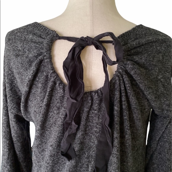Anthropologie Saturday Sunday Gray Tie Back Ribbon Sweater Top - S - Picture 6 of 11